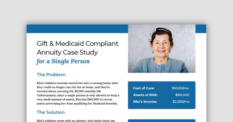 Gift/MCA Case Study for Single Person Consumer Flyer
