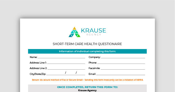 Short-Term Care Insurance Questionnaire